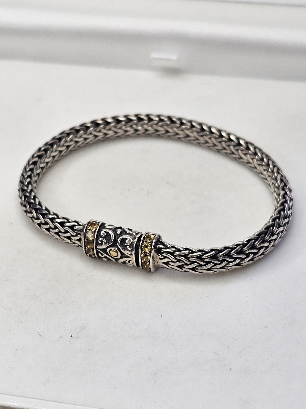 Robert Manse Sterling Silver Woven Bracelet with Gold Accent